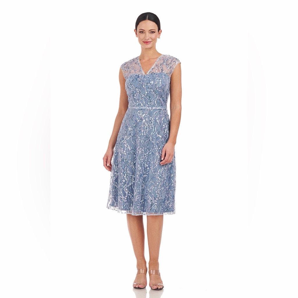 Js Collections Jay Flare Dress 12 Baby Blue Beaded Cocktail Mother Bride Formal